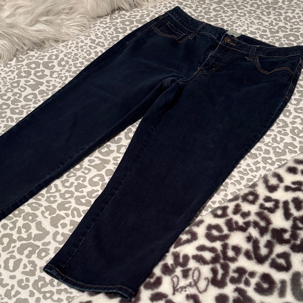 St. John's Bay Dark Blue Women's Straight Leg Cropped Jeans